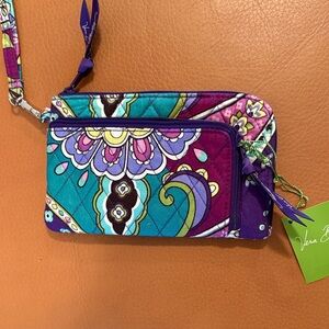 Vera Bradley Teal Purple Multicolor Quilted Wristlet